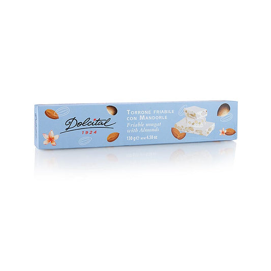 Italiaanse torrone - amandelstukjes, stevige reep, 130 g
