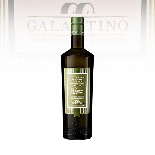 750 ml fles Galantino Il Frantoio extra vierge olijfolie van eerste persing uit Puglia, medium fruitig