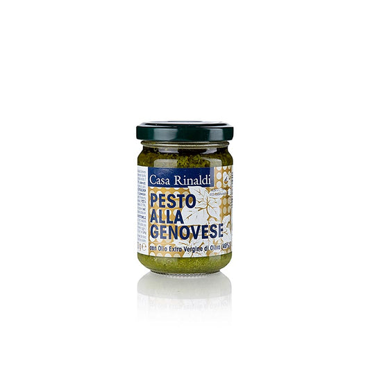 Delicious Casa Rinaldi Pesto alla Genovese, a 130g basil sauce with extra virgin olive oil