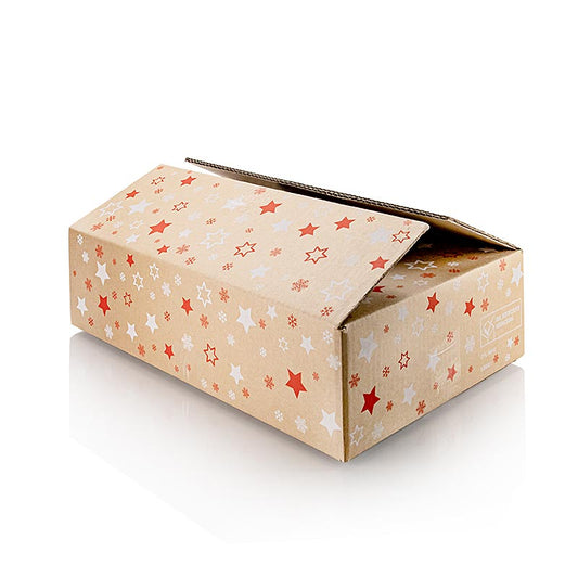 Three-piece gift box set, 360mm, featuring the Natura Kerststerren design, perfect for wine gifts