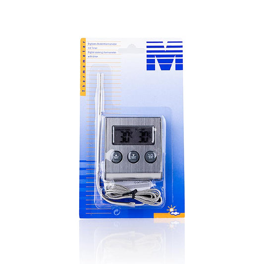 Digitale thermometer met insteeksonde en timer, meet temperaturen van -26°C tot +250°C