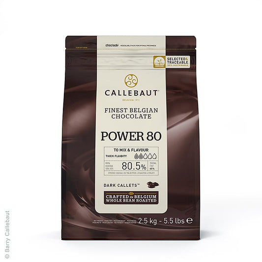 Dark Power 80, donkere chocolade Callets Couverture, Callebaut, 2.5 kg