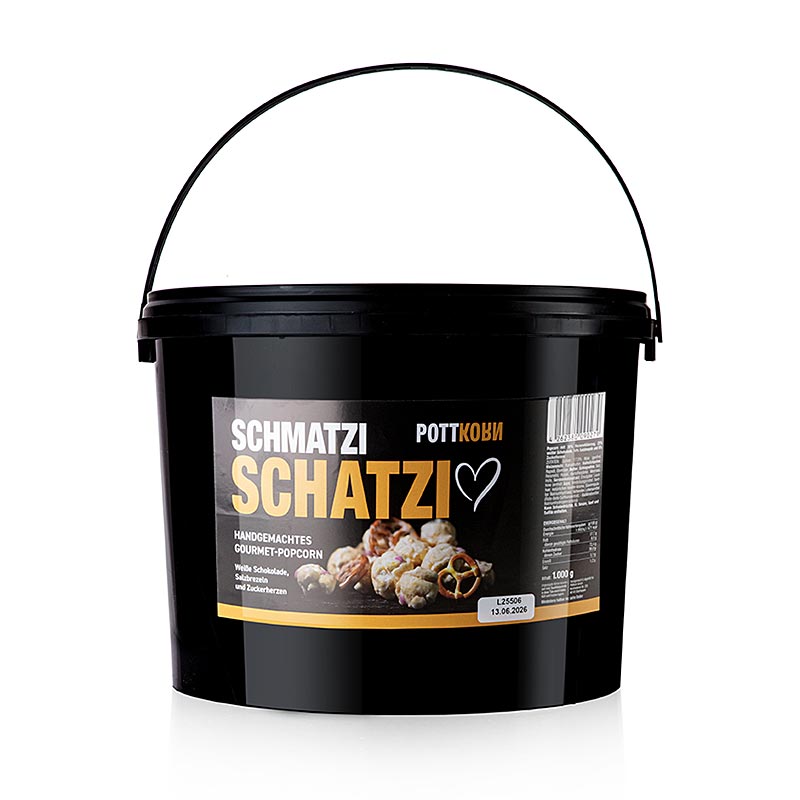 Pottkorn - Schmatzi Schatzi, popcorn met witte chocolade, pretzel, 1 kg