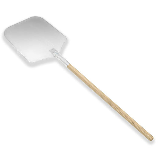 Pizzaschil van aluminium met houten handvat, afmetingen 35x30,5cm schil, handvat 94cm lang - 1 stuk