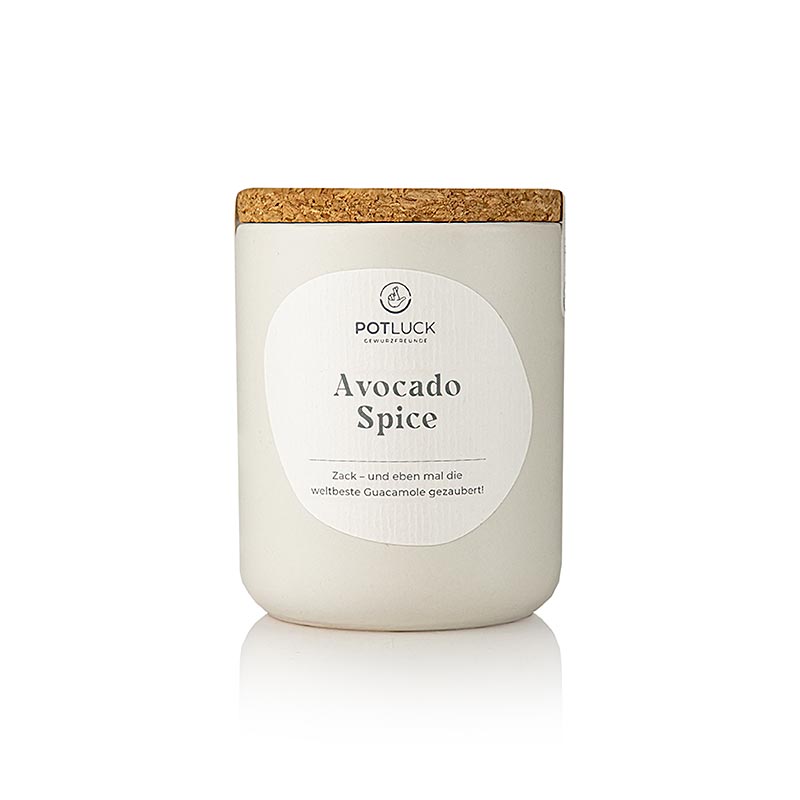 Close-up of 80g package of POTLUCK Avocado Spice seasoning blend