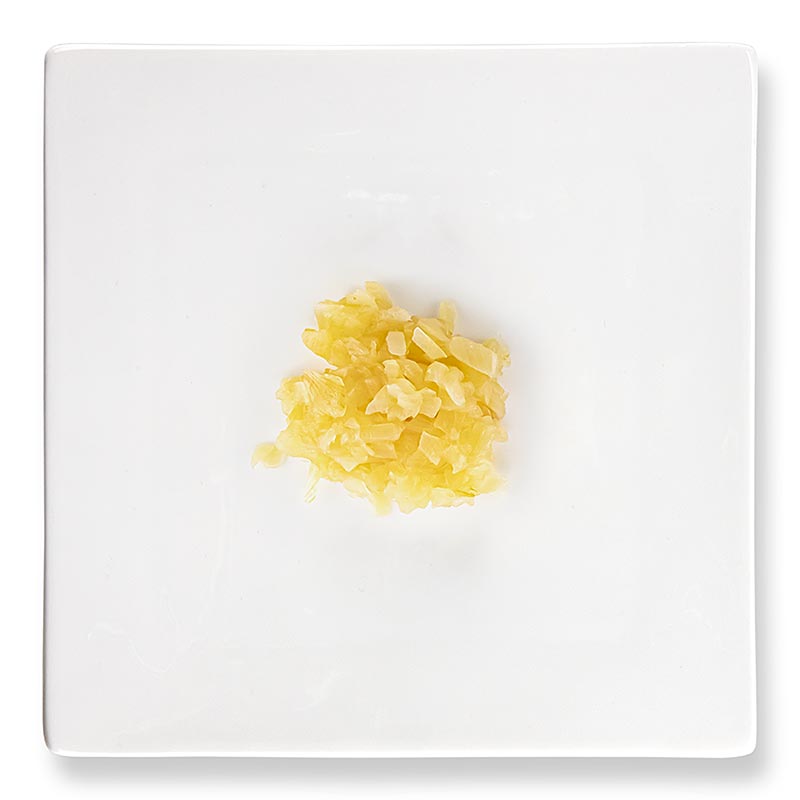 Close up of 6 mm diced steamed onions from Holzmann, a 3 kg bulk package
