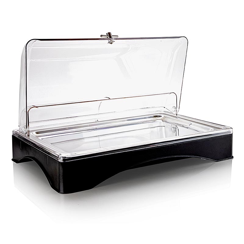 Stainless steel roll-top presenter with ice cube cooling, GN 1/1 size, measuring 555x357x175mm, 1 piece