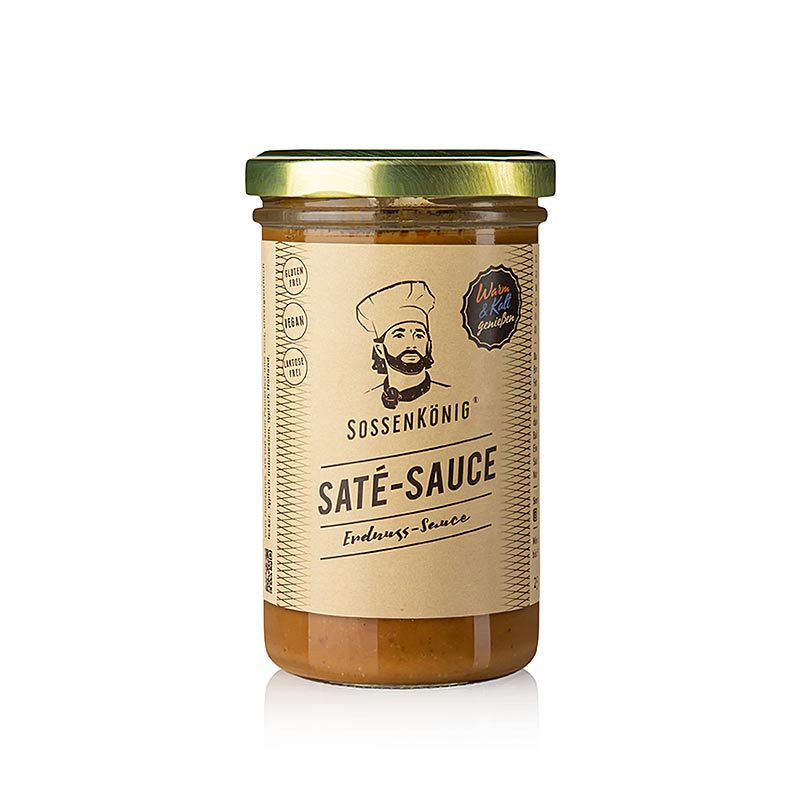 Sossenkönig - Satésaus (pinda), kant-en-klare saus, 250 ml - Lekker pittige pindasaus voor bij de maaltijd, in handige fles