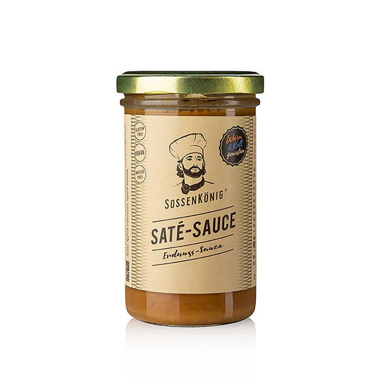 Sossenkönig - Satésaus (pinda), kant-en-klare saus, 250 ml - Lekker pittige pindasaus voor bij de maaltijd, in handige fles