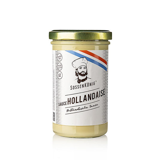 250 ml bottle of Sossenkönig Hollandaise kant-en-klare saus, a ready-to-use creamy sauce from Holland