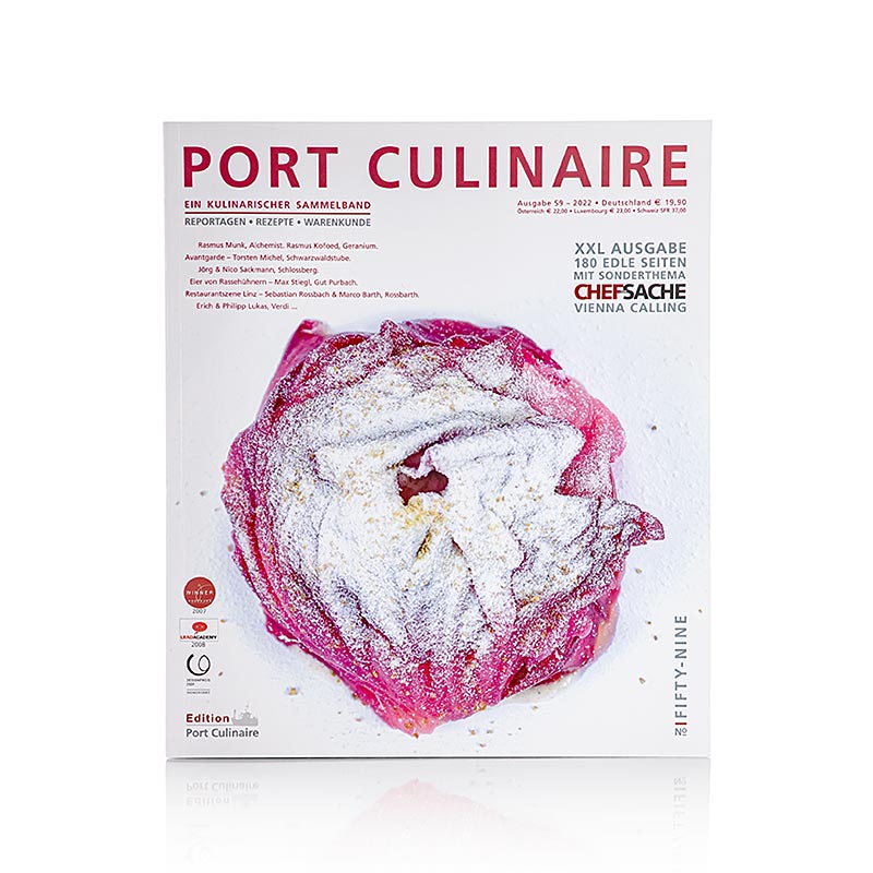  Een afbeelding van het nieuwste nummer van Port Culinaire - Gourmet Magazine, uitgave 59, met prachtige culinaire foto's en verhalen
