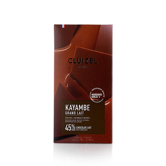 Michel Cluizel Plantage melkchocoladereep Kayambe 45% cacao, 70 g (12245) - Gemaakt van hoogwaardige cacaobonen, met een romige en rijke smaak