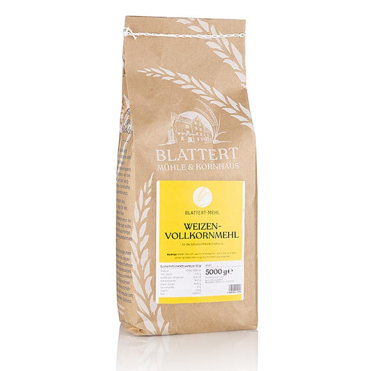 Blattert Mühle volkoren tarwemeel, 5 kg - a high-quality, whole wheat flour, perfect for all your baking needs