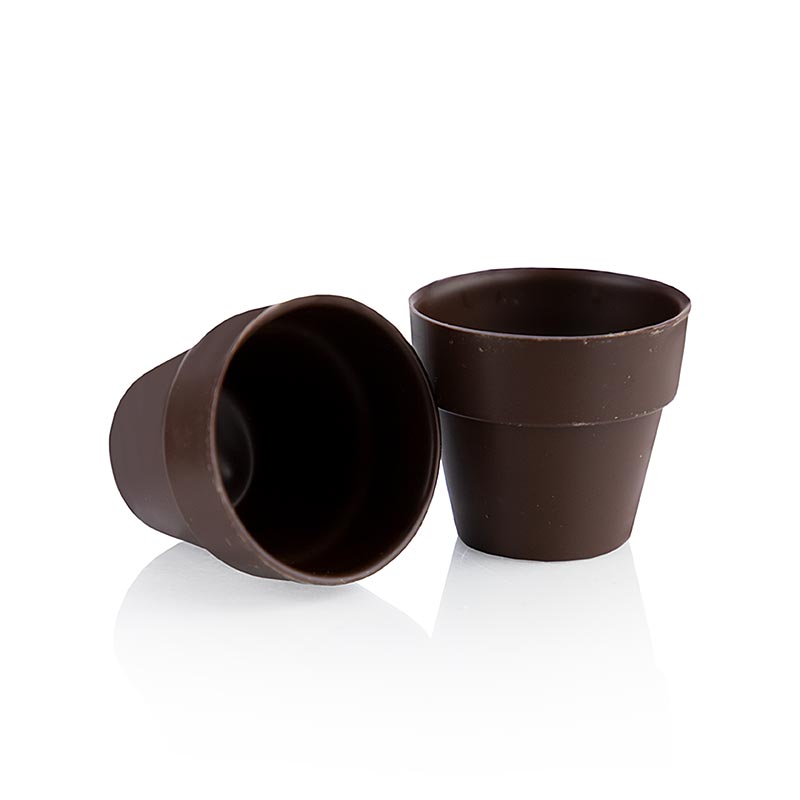Large dark chocolate flower pot mold, dimensions 62x55mm, brand: dobla (18143), weight 840g, includes 28 pieces