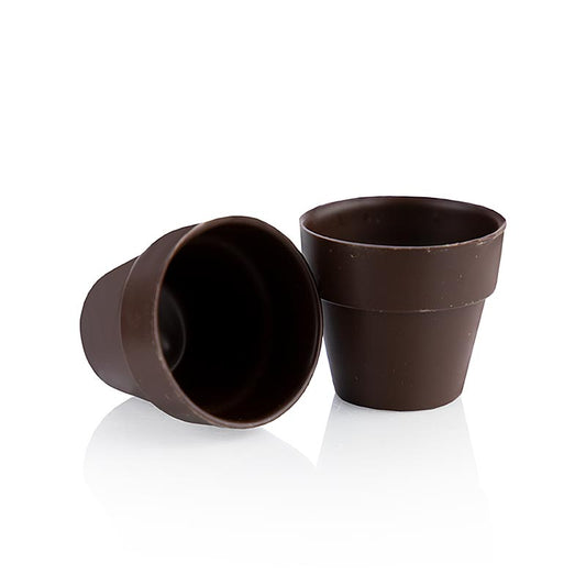 Large dark chocolate flower pot mold, dimensions 62x55mm, brand: dobla (18143), weight 840g, includes 28 pieces