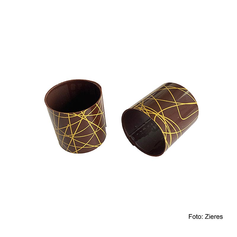 Chocoladecannelloni (3,5 cm Ø 3,5 cm) donker met gele strepen, 215 g, 35 stuks