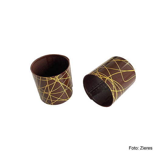 Chocoladecannelloni (3,5 cm Ø 3,5 cm) donker met gele strepen, 215 g, 35 stuks