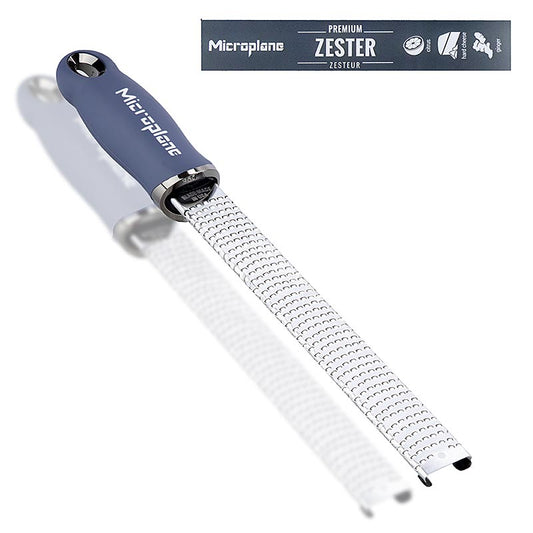 Rasp Microplane Classic, Rasp Denim blauw 46223 (Rasp), 1 st - Een scherpe blauwe rasp van Microplane voor fijn raspen