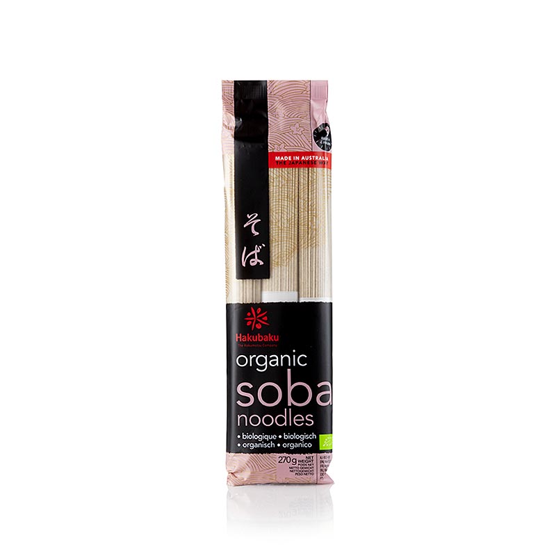 Soba noedels (boekweit & tarwemeel), 1mm, 20cm lang, Hakubaku, biologisch, 270 g - Lange en dunne biologische noedels gemaakt van boekweit en tarwemeel