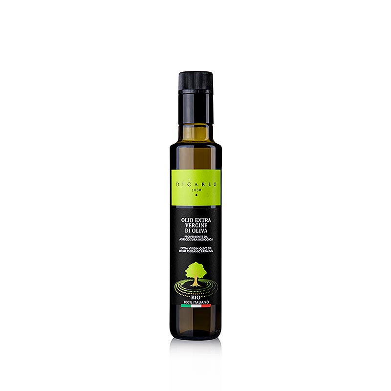 Organic Di Carlo 250 ml Extra Virgin Olive Oil, first cold pressed EVO, made from the finest olives