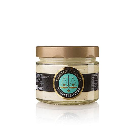 Truffelboterbereiding Alba, a 250 g white truffle butter with summer truffles, perfect for adding rich, earthy flavor to your favorite dishes