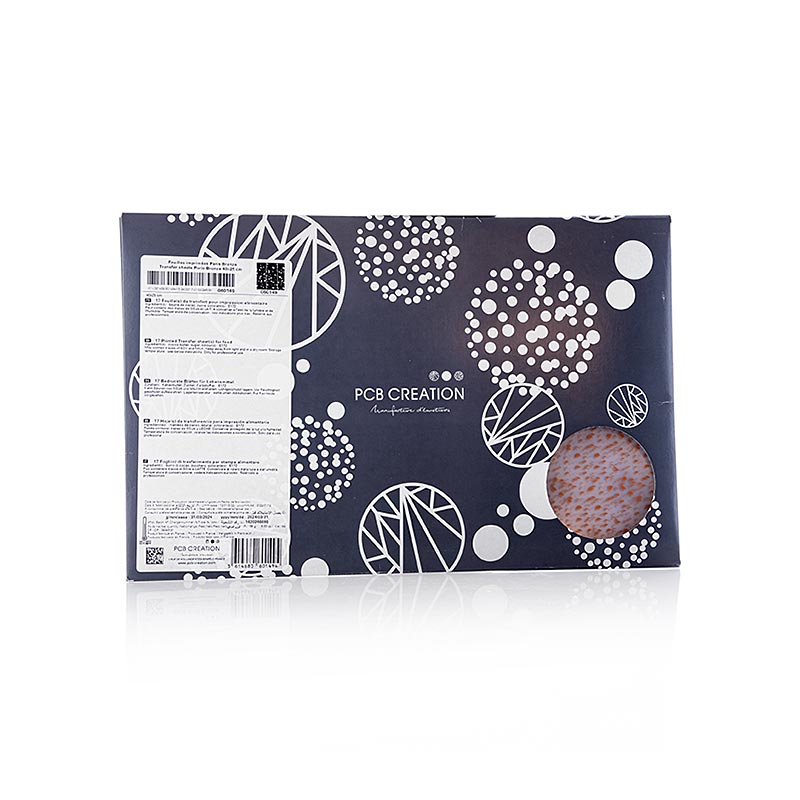 Peel-off folie Paris Bronze with yellow-gold spots for chocolate, sized 40x25cm, 1 piece, ideal for decorating chocolates and confectionery items