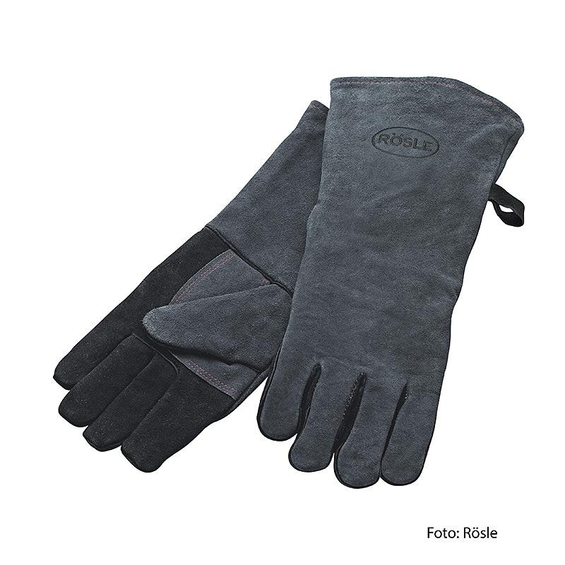 Pair of high-quality Rösle leather BBQ gloves, ideal for grilling and cooking
