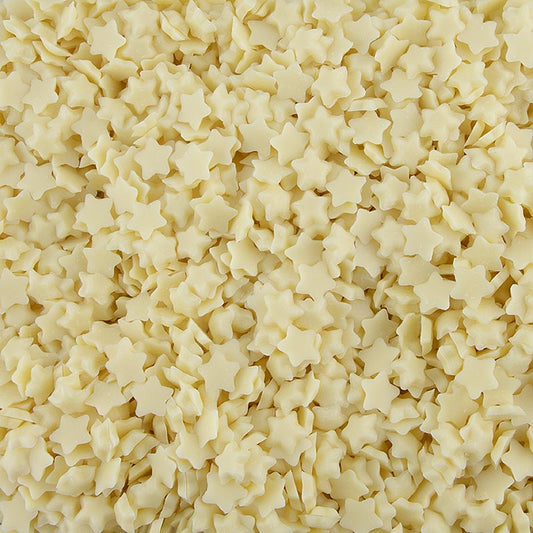 A 600g package of Dobla Chocolade Sterren Strooisel in white color
