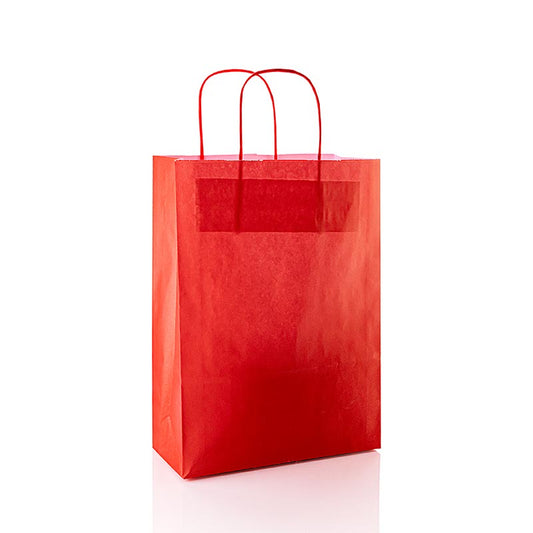Rode papieren zak van 220x100x310mm, geschikt voor verpakken van producten