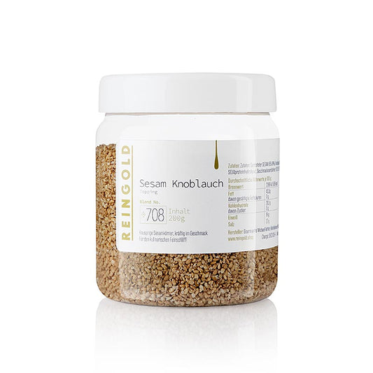 Reingold Sesamzaad met knoflooksmaak, 200 g - Delicious garlic-flavored sesame seeds in a 200 gram package