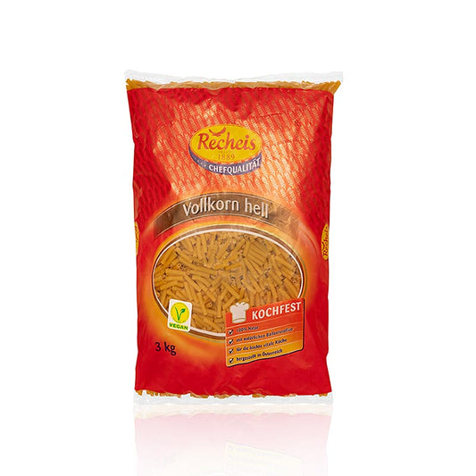 Recheis - Volkoren macaroni, licht van kleur, 3 kg, ideaal voor gezonde en voedzame maaltijden