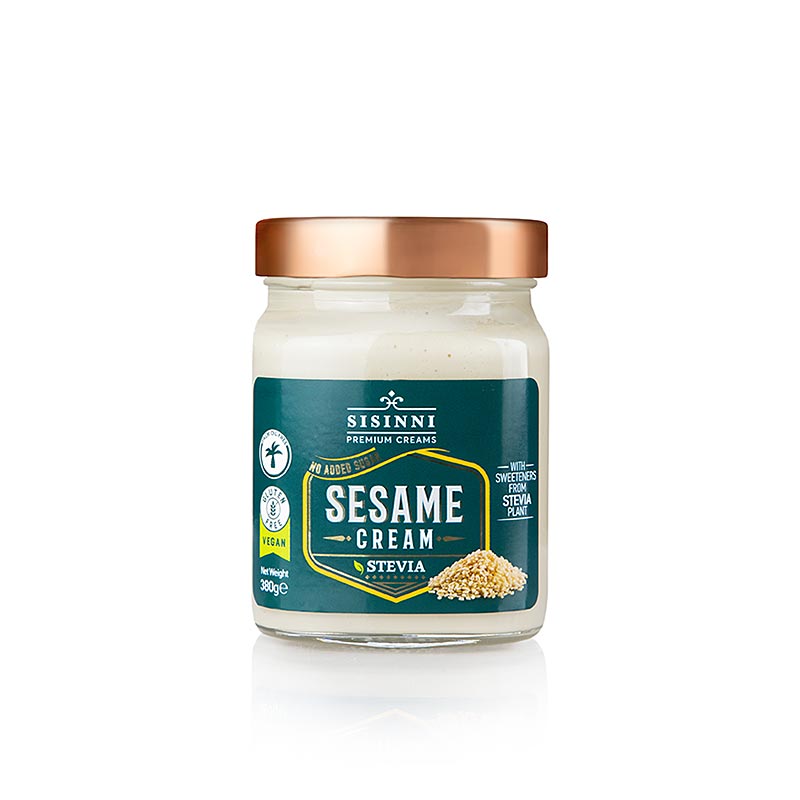 380g jar of Sisinni Sesamcrème with stevia, a delicious and healthy spread