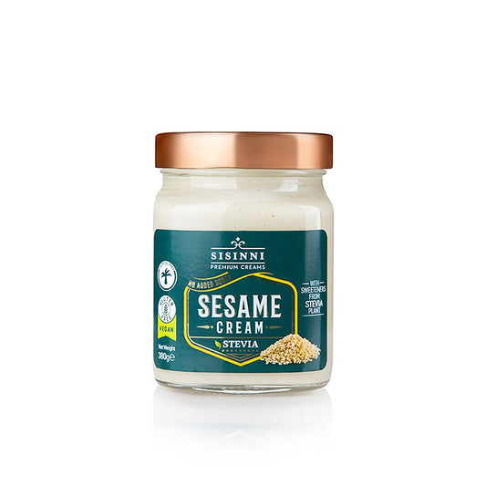 380g jar of Sisinni Sesamcrème with stevia, a delicious and healthy spread