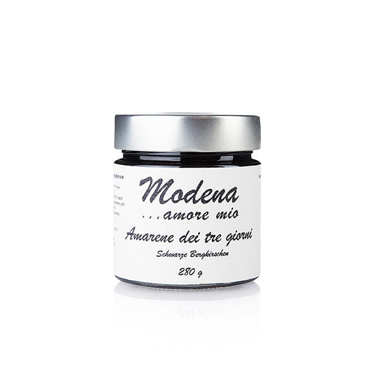 Pot met 280 ml Modena Amore Mio zwarte bergkersen (Amarena) spread