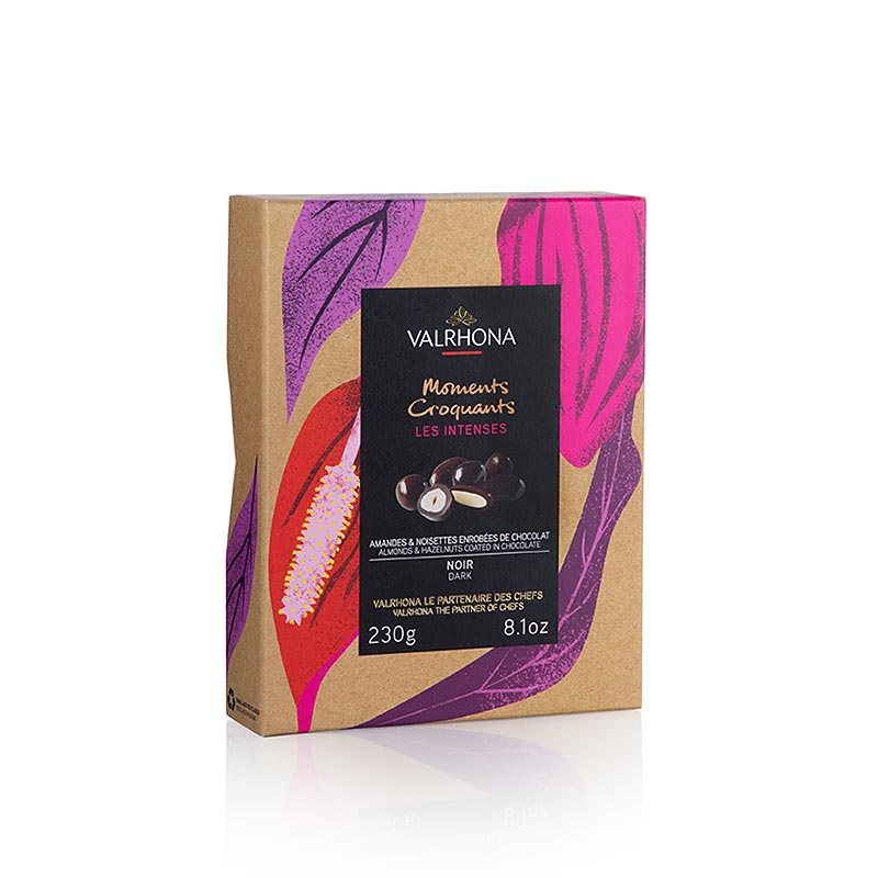 Valrhona Equinoxe bolletjes, amandelen & hazelnoten in pure chocolade (33899), 230 g, 24 stuks