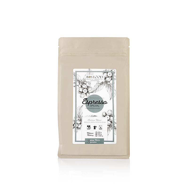BOS FOOD - Espresso Spezial, Arabica-koffiemelange, hele bonen, 500 g