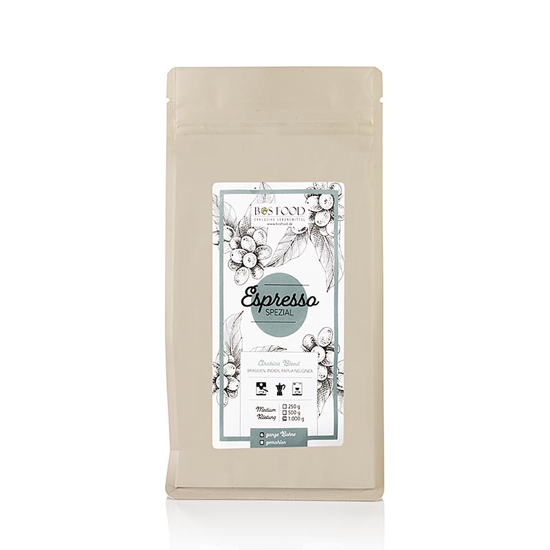 BOS FOOD - Espresso Speciaal, Arabica koffie melange, hele boon, 1 kg