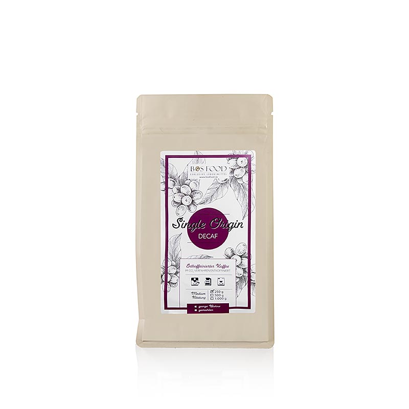BOS FOOD - Single Origin koffie - Decaf, cafeïnevrij, hele bonen, 250 g