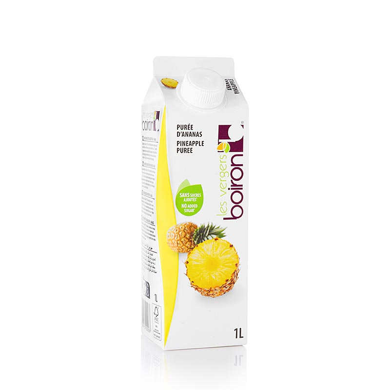Boiron 100% gepasteuriseerd ananaspuree, rijk aan natuurlijke smaak, perfect voor diverse recepten, 1 liter verpakking