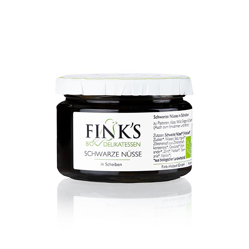Organic Finks Delikatessen Black Walnuts (sliced) in strong syrup, 260 g