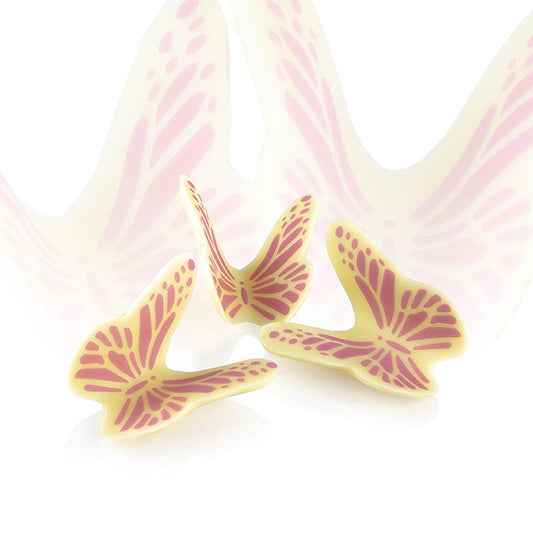 Chocoladeversiering "Butterfly" (vlinder) roze-wit, 120 stuks, 286 g, Dobla 77572, 286 g, 120 stuks