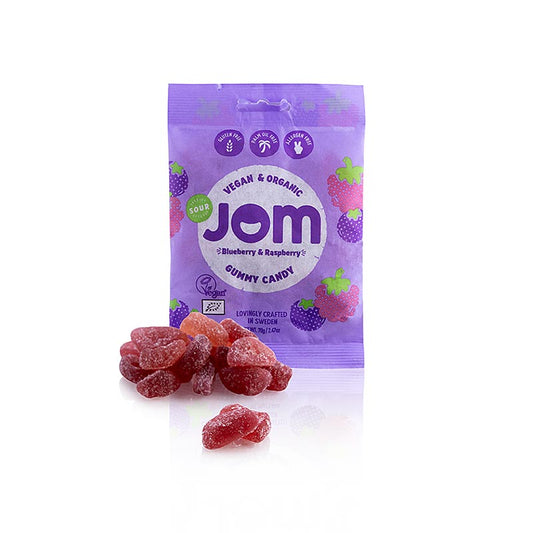 JOM - Zure bosbessen- en frambozengummibeertjes, veganistisch, biologisch, 70 g