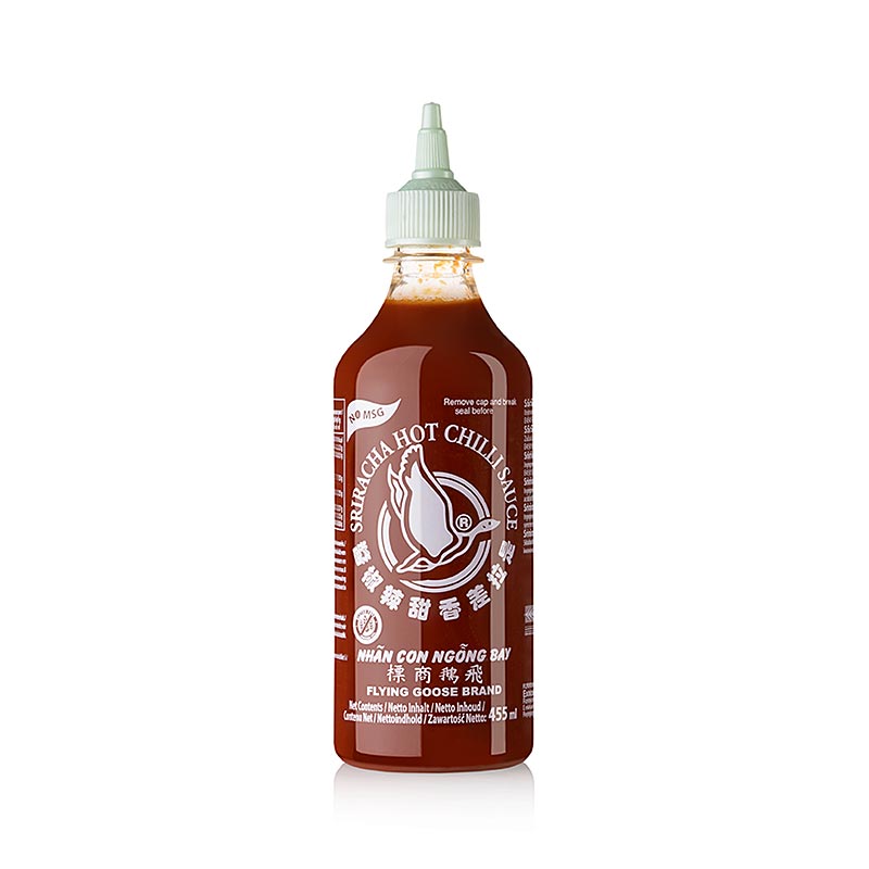 Chilisaus - Sriracha zonder MSG, pittig, knijpfles, Flying Goose, 455 g
