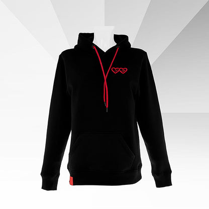 INFINITYLOVE Hoodie with Statement design featuring hearts on front and back, tailored fit, size small