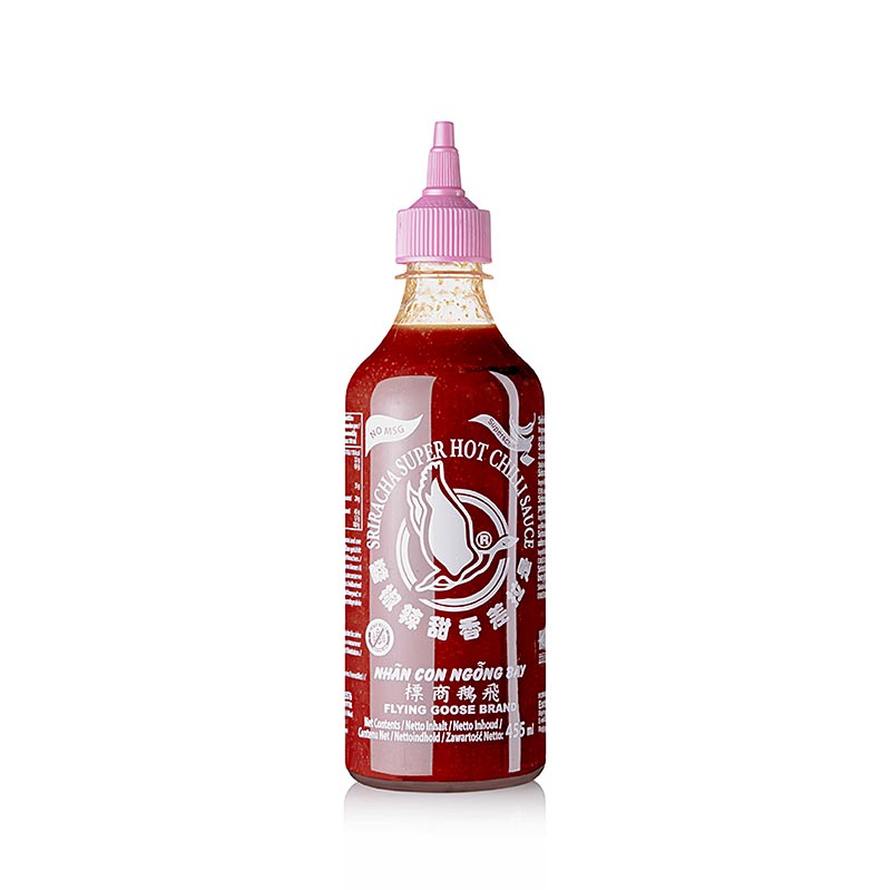 Chilisaus - Sriracha zonder MSG, zeer pittig, knijpfles, Flying Goose, 455 ml