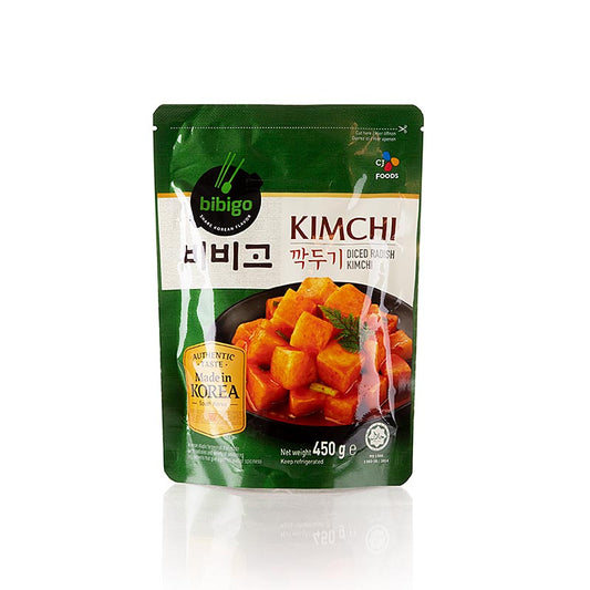 Pickled, 450g Bibigo radish, sliced into cubes, in a jar