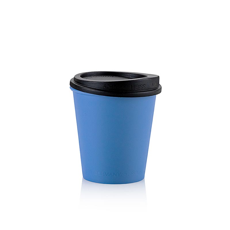 Herbruikbare koffiebeker "ToGo", 200 ml, blauw met deksel, 100 stuks