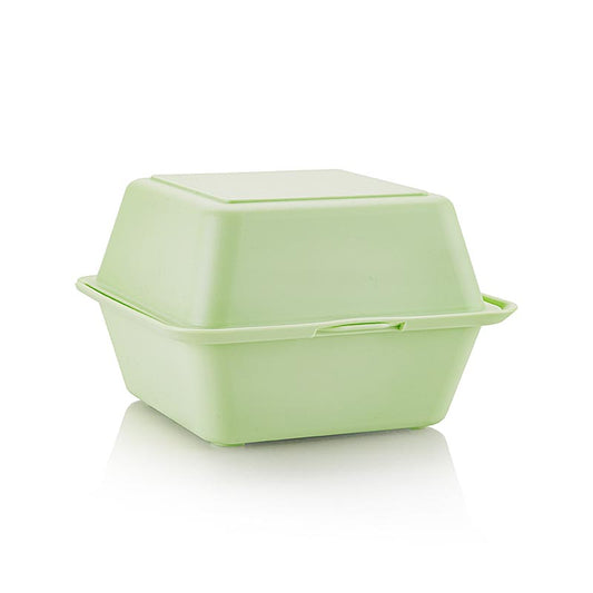 Herbruikbare take-away hamburgerdoos, 157x157x104 mm, groen, 50 stuks