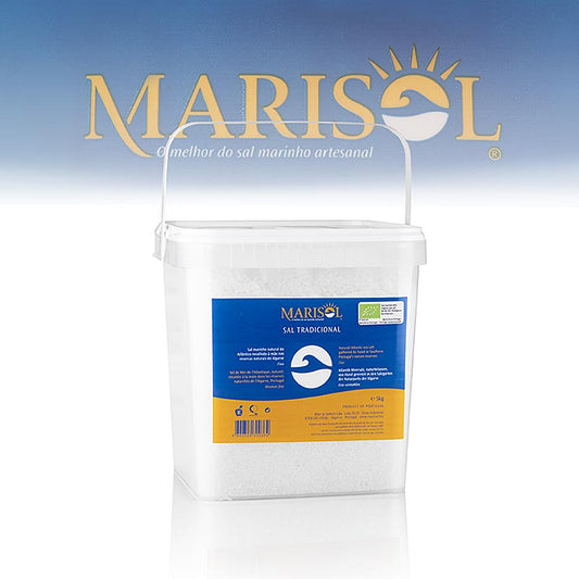 Marisol® Sal Tradicional zeezout, fijn, wit, vochtig, CERTIPLANET, BIO, 5 kg