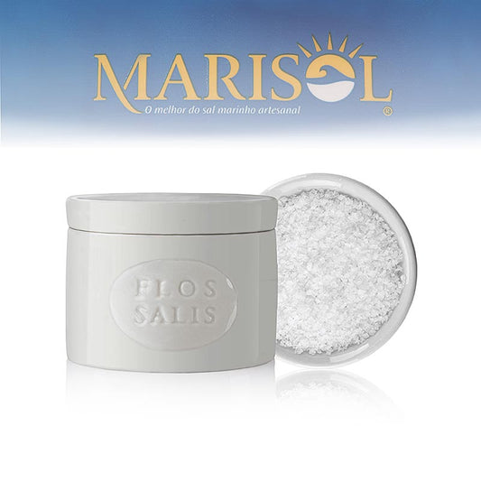 Small 100g organic Rond tafelzoutpotje Flos Salis® Flor de Sal salt pot